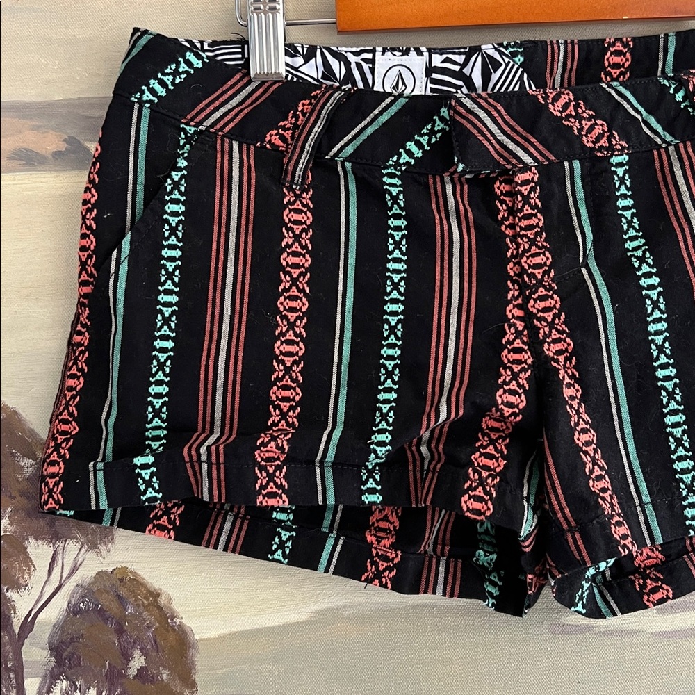 Volcom High Waist Striped Patterned Women's Shorts Size 3